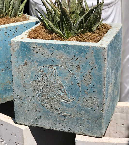 Red Fox Cameo Planter - Aged Copper