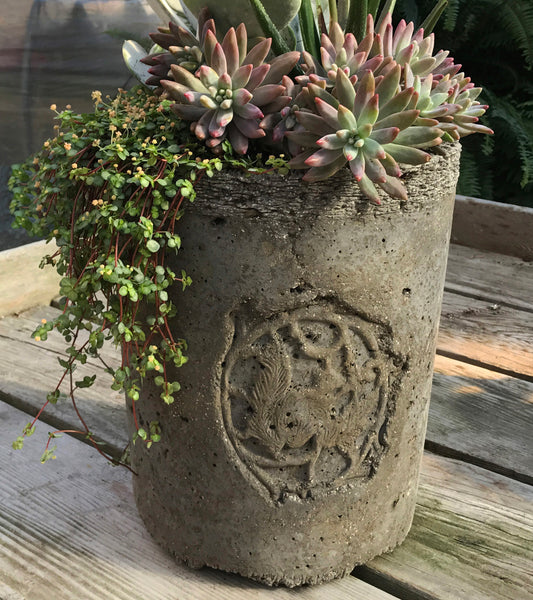 Planter with Vintage Squirrel Medallion - Charcoal
