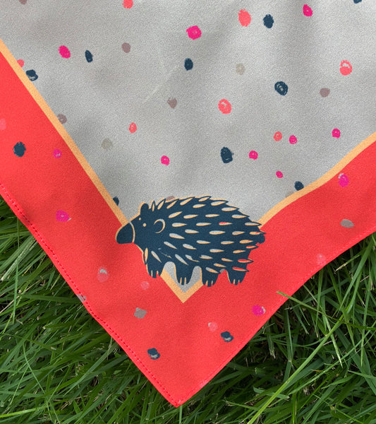 Khaki and Fire Engine Echidna Scarf