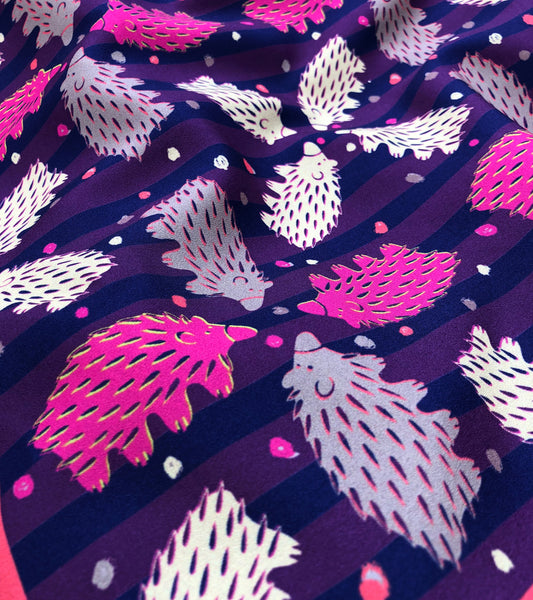 Checkered Aubergine and Blue Echidna Scarf