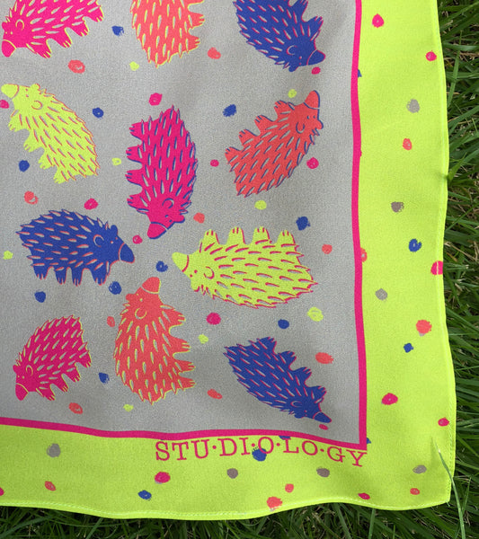 Khaki and Chartreuse Echidna Scarf