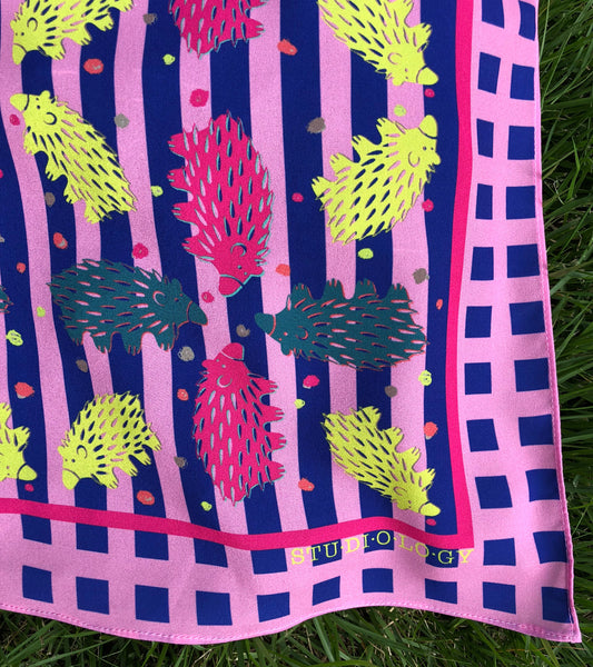 Checkered Pink and Blue Echidna Scarf