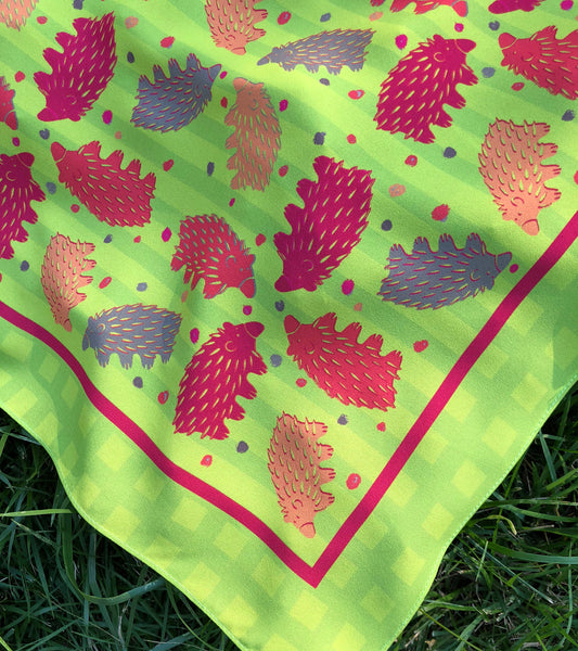 Checkered Chartreuse and Lime Echidna Scarf