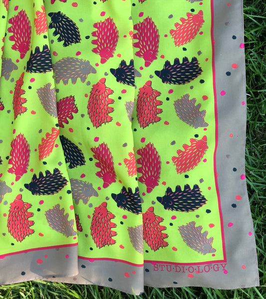 Chartreuse and Khaki Echidna Scarf