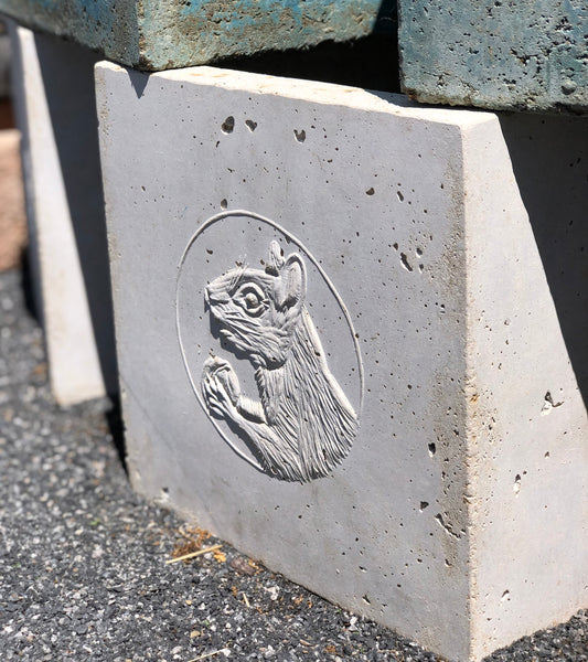 Gray Squirrel Cameo Planter - Aged Copper