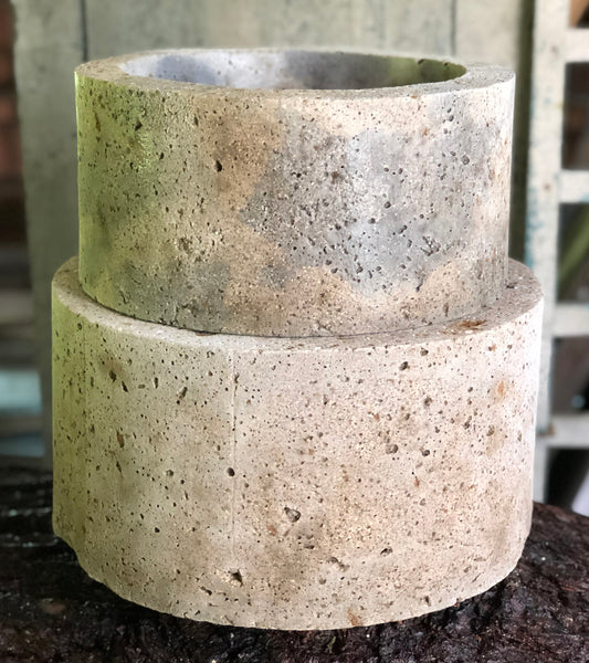 Large Cylinder Planter - Marbled Naturals & Grays