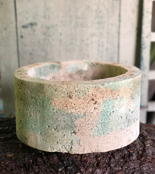 Large Cylinder Planter - Marbled Greens