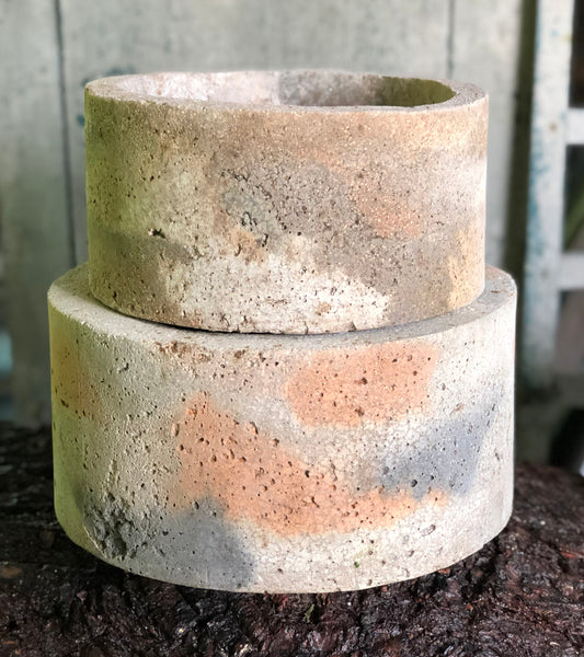 Large Cylinder Planter - Marbled Orange, Coral & Gray
