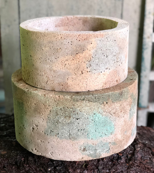 Large Cylinder Planter - Marbled Greens