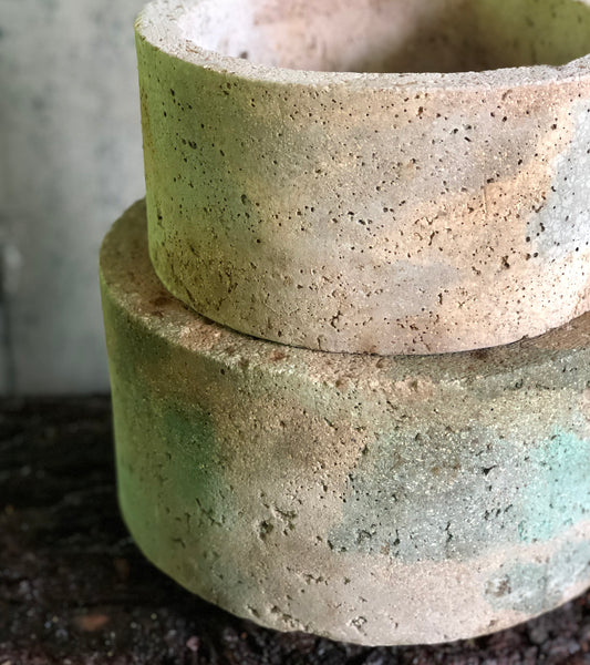 Large Cylinder Planter - Marbled Greens