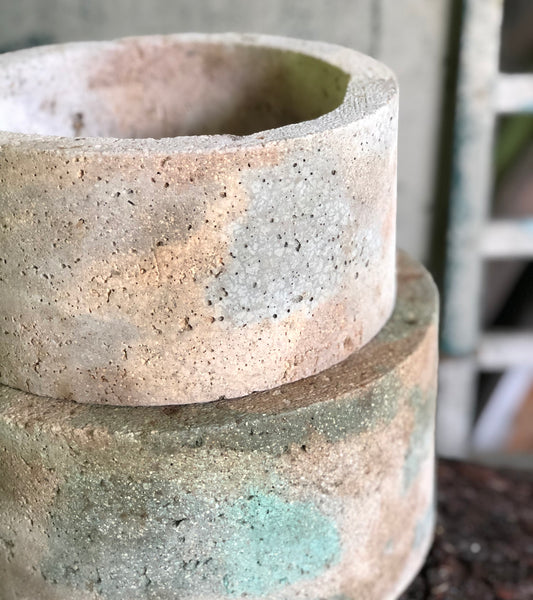 Medium Cylinder Planter - Marbled Orange, Light Buff & Green Slate