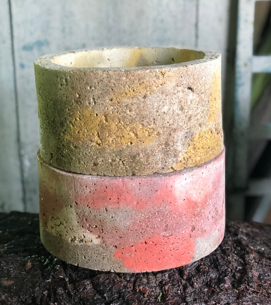 Medium Cylinder Planter - Marbled Yellows