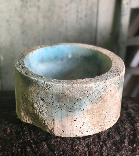 Medium Cylinder Planter - Marbled Blues