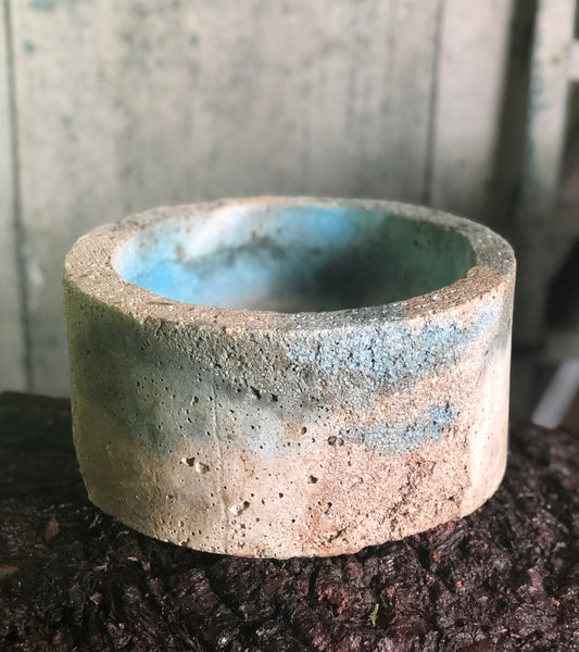 Medium Cylinder Planter - Marbled Blues