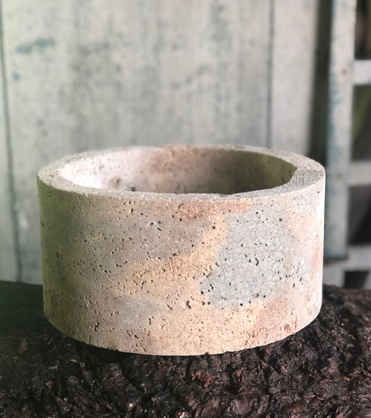 Medium Cylinder Planter - Marbled Orange, Light Buff & Green Slate