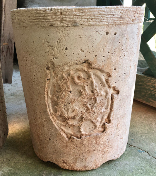 Planter with Vintage Squirrel Medallion - White