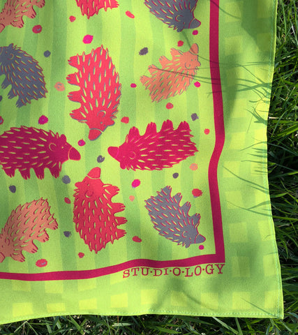 Checkered Chartreuse and Lime Echidna Scarf
