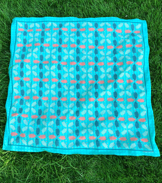 Checkered Aqua and Turquoise Echidna Scarf