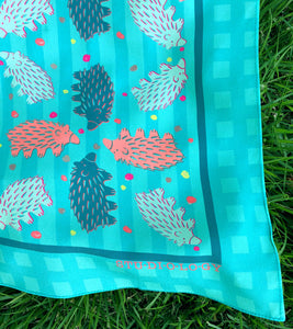 Checkered Aqua and Turquoise Echidna Scarf
