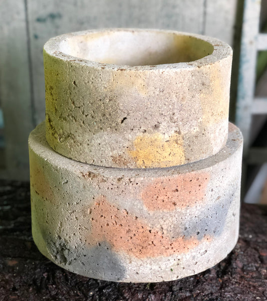 Medium Cylinder Planter - Marbled Yellows
