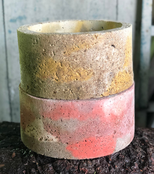 Medium Cylinder Planter - Marbled Reds