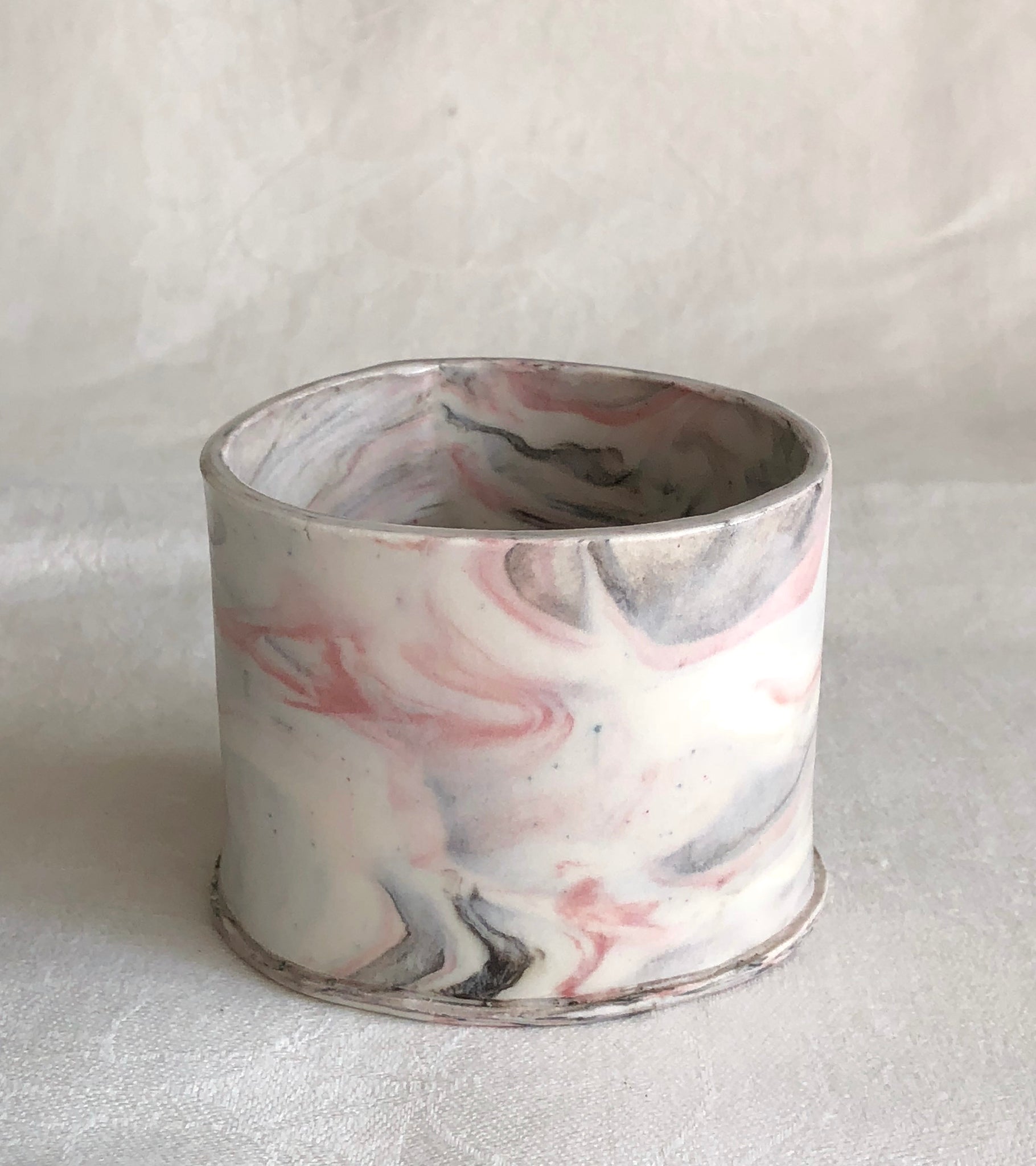 Mini Oval Vessel / Marbled Pink & Mushroom